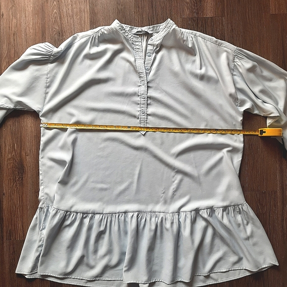 Elizabeth and James Collarless Shirt Dress Blue XL - Picture 7 of 16
